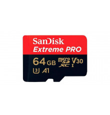 Карта памяти microSDXC 64GB SanDisk Class 10 UHS-I A2 C10 V30 U3 Extreme Pro (SD адаптер) 170MB/s